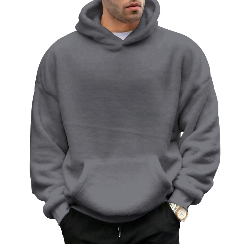 Herren Winter Kapuzenpullover Aus Flanell Mit Lammwolle Gefüttert_voghion.com