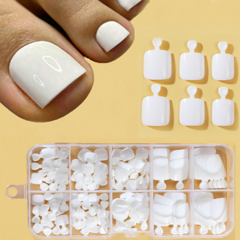 120Pcs Boxed Pure White Press-On Toenails Simple White Manicure Set Fake Nail Tips 120Pcs Boxed Pure White Press-On Toenails Simple White Manicure Set Fake Nail Tips
