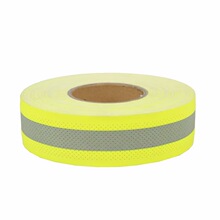 打孔阻燃反光警示带消防工装反光条防火反光面料荧光黄阻燃反光布