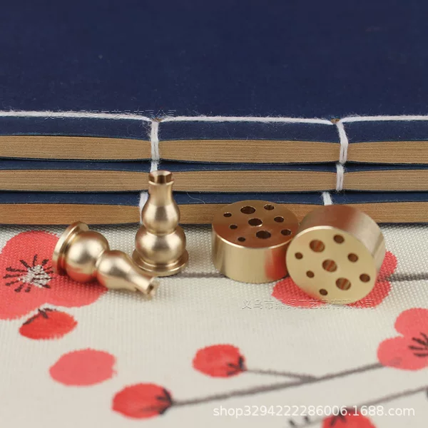 Brass gourd nine-hole incense insert handmade brass gourd incense insert pure copper incense burner gourd incense burner metal crafts