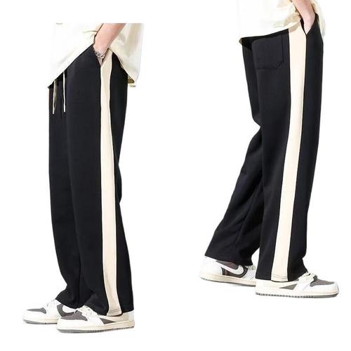 Men's Summer Trend Brand Loose Straight Leg Side Striped Sports Wide Leg Pants
