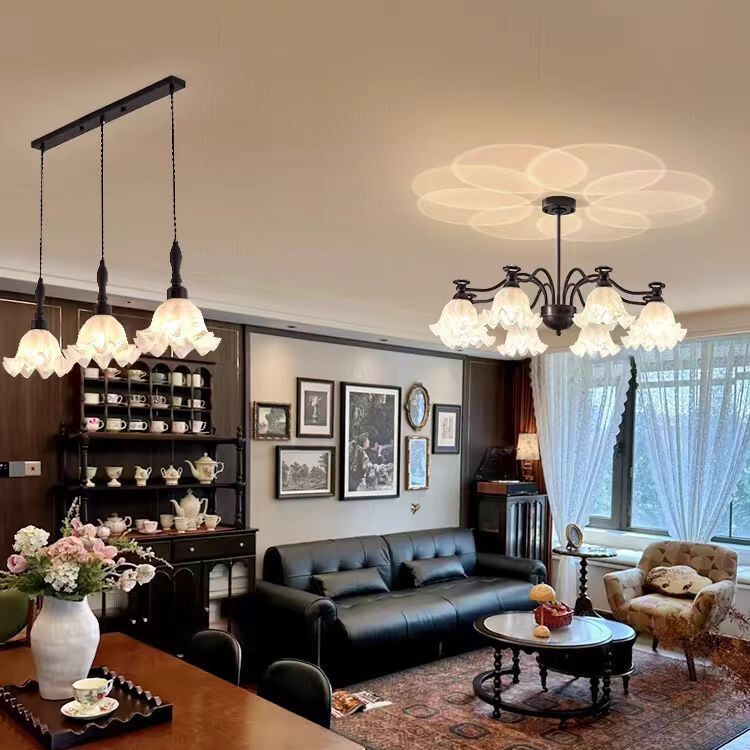 French Middle Ancient Living Room Chandelier Creative Lily of the valley High Sense Full Spectrum Eye Protection American Retro Lamp 2025 New