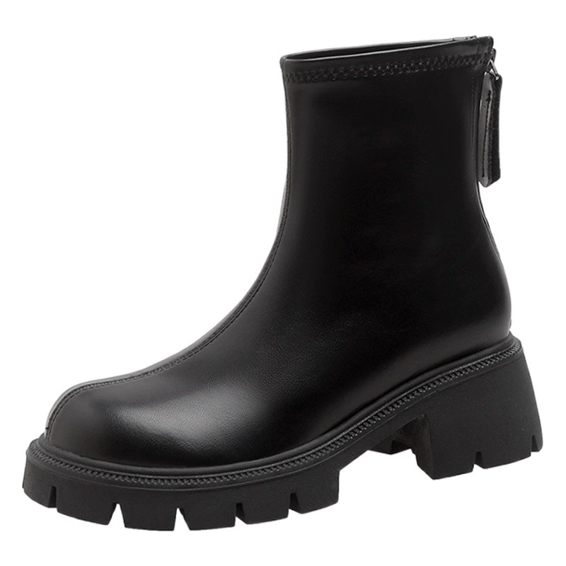 Маленькие женские ботинки, осень-зима 2024, новые узкие ботинки на толстой подошве, универсальные короткие ботинки в британском стиле