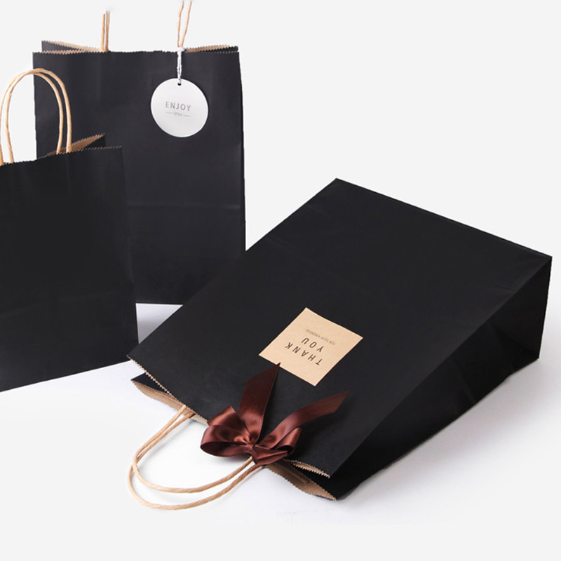 多规格黑色牛皮纸袋手提袋现货茶叶食品包装袋蜂蜜礼品袋10个/包