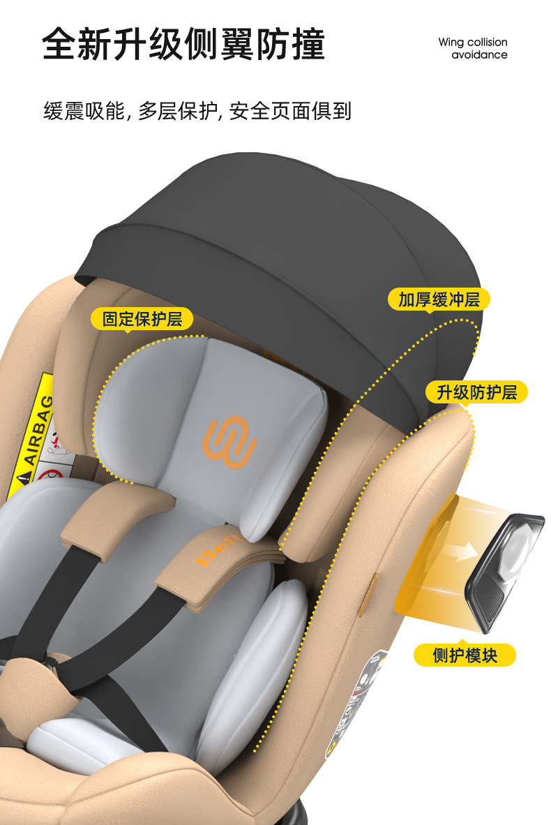 Child Safety Seat for Car, Suitable for Babies Aged 0-12 Years, 360-Degree Rotating Simple Seat, Universal Model for Infants