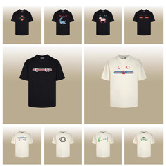 GU ジャンクション ハイバージョン 25SS 新文字 ダブルGプリント ウォッシュ加工 メンズ レディース 半袖Tシャツ 万能