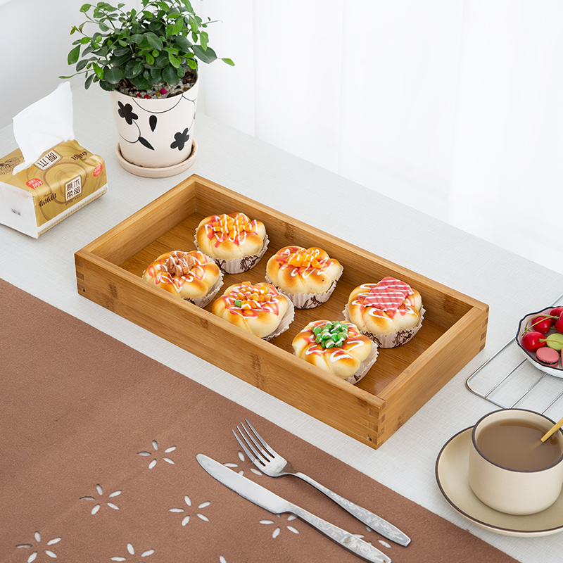 W6OI实木面包托盘竹木家用长方形烘焙糕点盘子茶具托盘早餐水果木