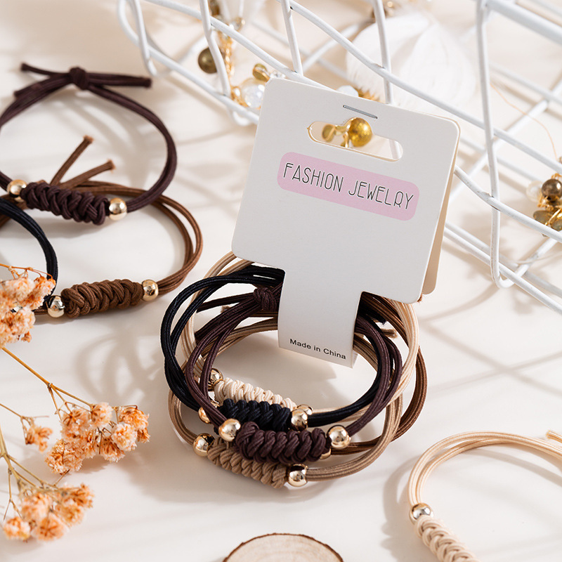 New Style Simple Knotted Brown Hair Tie, Hair Rope, Rubber Band, Dual-Use Bracelet, Versatile Hair Accessory New Style Simple Knotted Brown Hair Tie, Hair Rope, Rubber Band, Dual-Use Bracelet, Versatile Hair Accessory