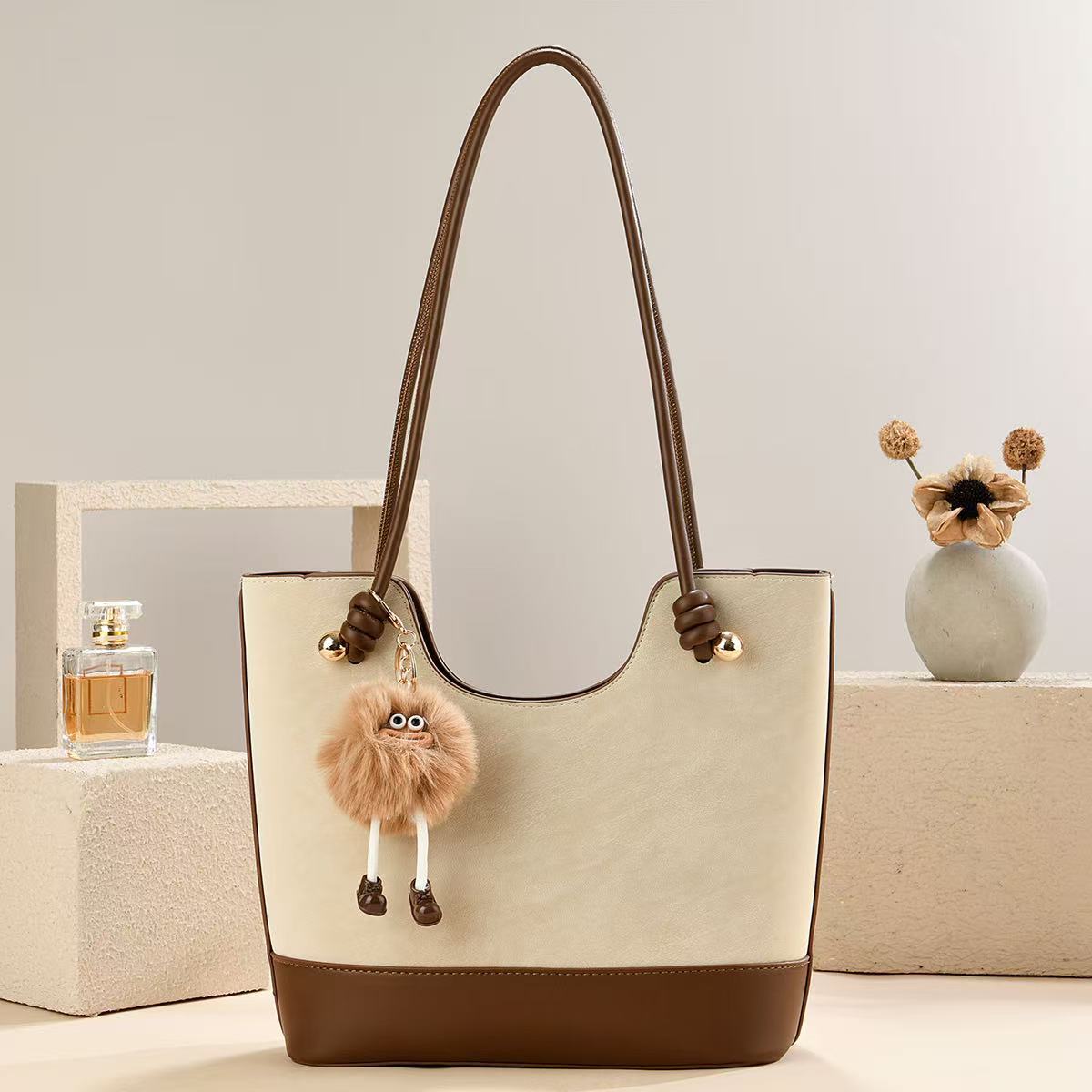 Muñecas colgantes empalmadas bolsos de mano de moda casuales versátiles retro simple mochila Totebag