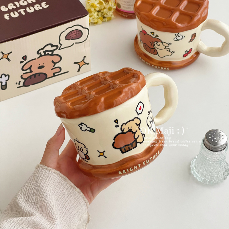女の子用蓋付きマグカップ、オフィスや家庭用の見栄えの良いセラミックウォーターカップ、かわいいミルクドリンクカップ|undefined