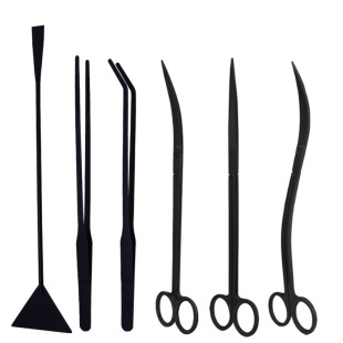 Aquatic Scissors, Stainless Steel Wave Scissors, Aquarium Fish Tank Pruning and Landscaping Tools, Sand Flattener, Extra Long Clip