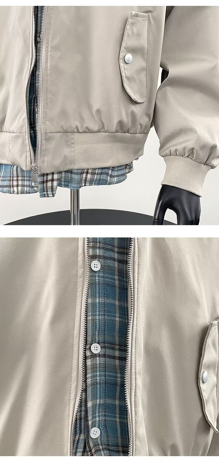 Men's Old Qian Style Colour Block Flight Jacket For Autumn_voghion.com