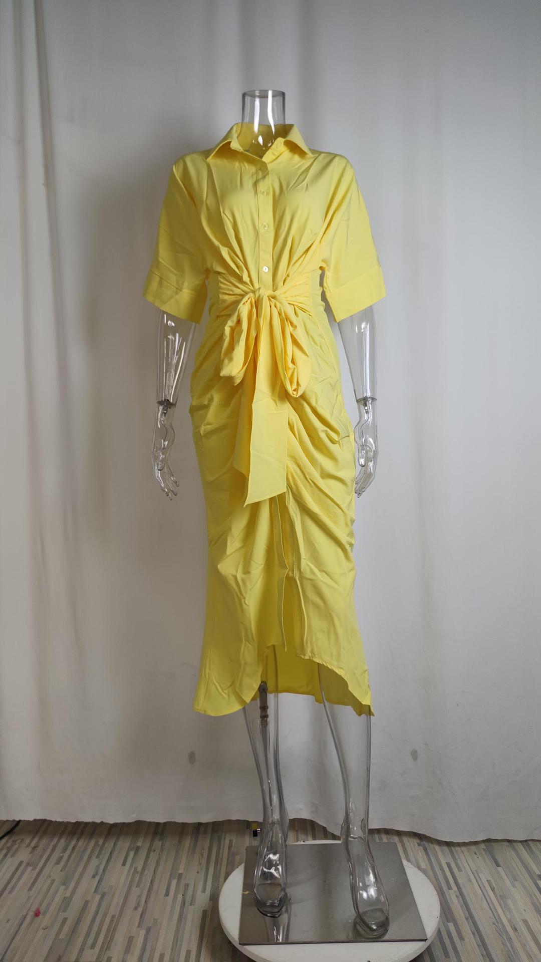 210g Weight Midi Dress Dress Length Type Short Sleeve Sleeve Length Sheath Dress Dresses Type Regular Sleeve Sleeve Type Polyester Fabric Type High Waist Waist Line Holiday, Daily Occasion V Neck Neckline Regular Fit Fit Type Solid Color Pattern Summer Season Women's Gender Button Design Elegant Style Wholesale Women's Elegant Button Solid Color Holiday Daily V Neck Short Sleeve Sheath Dress 10