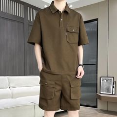 短袖短裤套装男夏季2025爆款一整套男士polo衫全套高档次酷帅男装