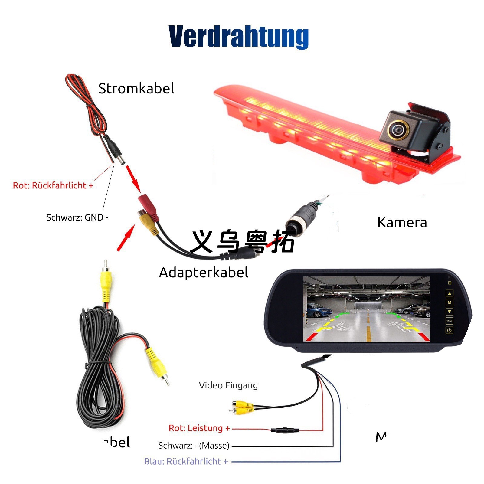 Suitable for Volkswagen Transporter T5 T6 Van 2010-2019 4.3inch Rearview Mirror Monitor with Reverse Camera