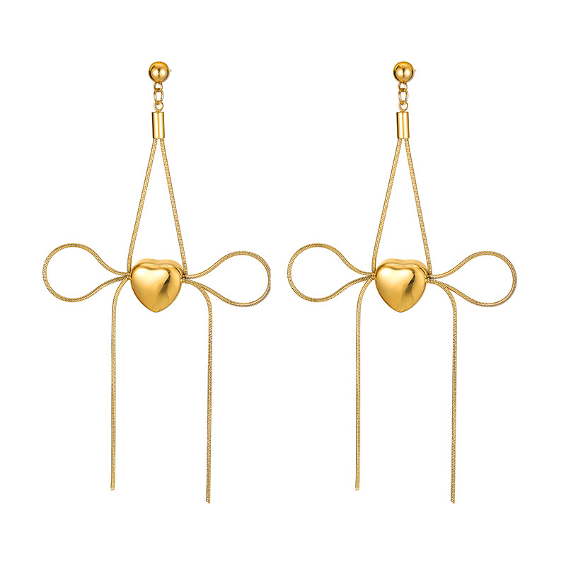 Plating Design 1 Pair Simple Style Heart Shape Plating Titanium Steel Drop Earrings