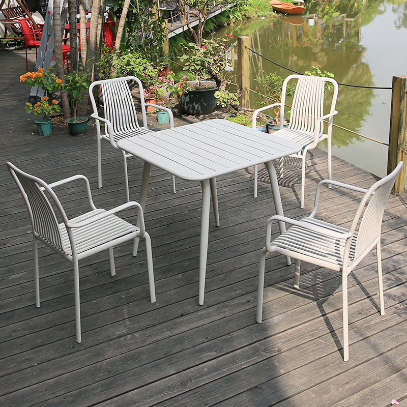 Combinación de mesa y silla al aire libre jardín al aire libre cafetería al aire libre colorido Patio de aluminio al aire libre ocio balcón pequeña mesa y silla image 13