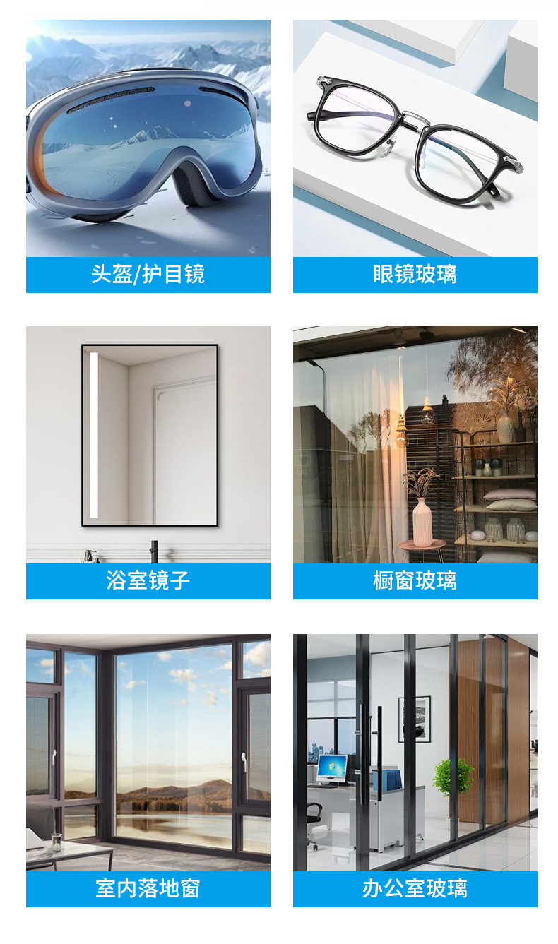 Car glass anti-fog coating agent, suitable for helmet visors, front windshields, and rearview mirrors; anti-fog and defogging agent