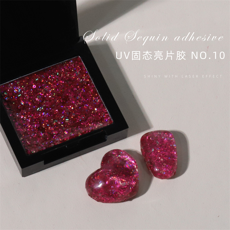 Pequeño Libro Rojo manicura japonés UV sólido lentejuelas pegamento flash láser brillo lentejuelas esmalte de uñas pegamento para salón de uñas