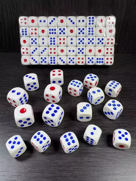 12mm Red and Blue Dot Dice Ktv Bar Game Party Plastic Dice Disposable Entertainment Props Acrylic Six