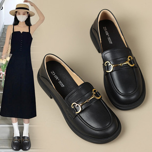 ZHR casual loafers 2023 new British style jk leather shoes slip-on single-layer shoes Korean style versatile ins women's shoes