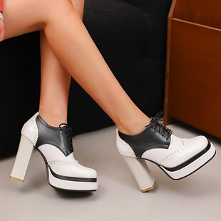 I 71114 Square Toe Platform Lace-Up Shoes ���^���ϵ����Ь