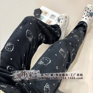 (Cross-border trading), flannel demi-season keep warm coral velvet trousers for leisure, plus size, Russia, increased thickness