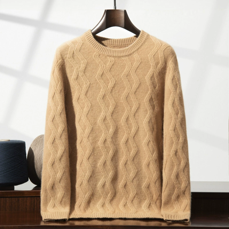 Cashmere woolen body-friendly sweater for leisure, round collar, increased thickness, loose fit