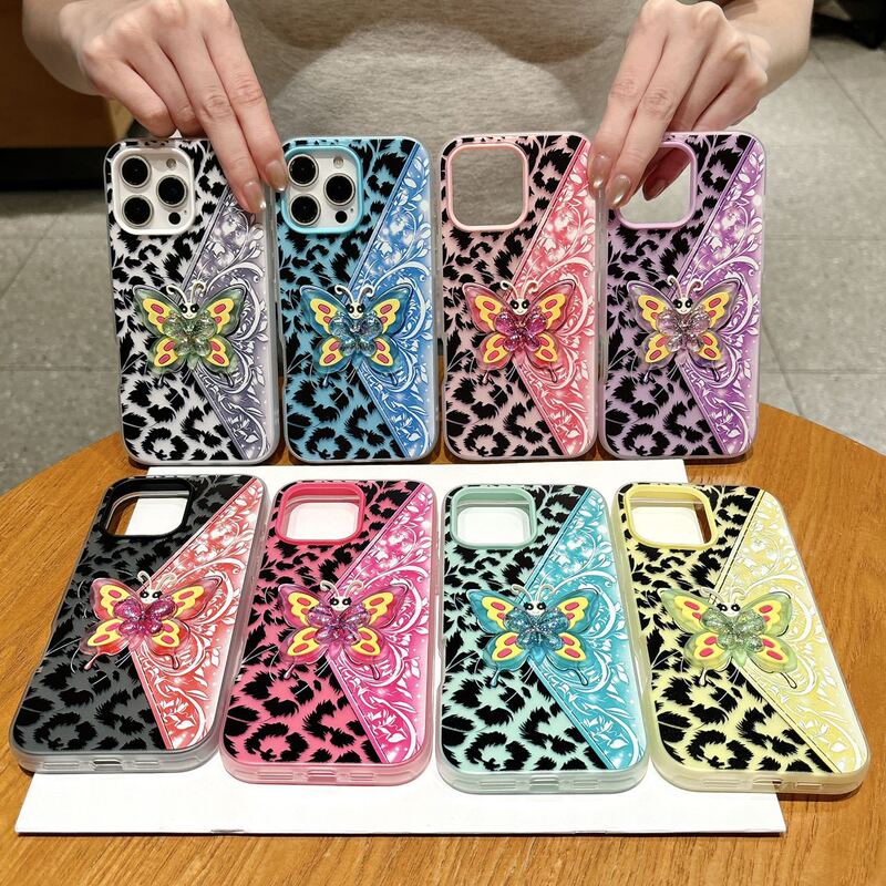 Suitable for iPhone 17 Pro Max, Apple 16 phone case, 15 high-end sparkling diamond case, 12 butterfly leopard print case, 18 protective cover Suitable for iPhone 17 Pro Max, Apple 16 phone case, 15 high-end sparkling diamond case, 12 butterfly leopard print case, 18 protective cover