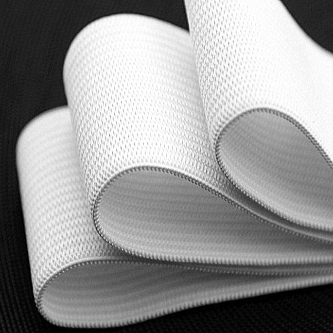 现货高弹黑白钩编带 平纹针织松紧带 扁宽橡筋带 裤腰弹力带