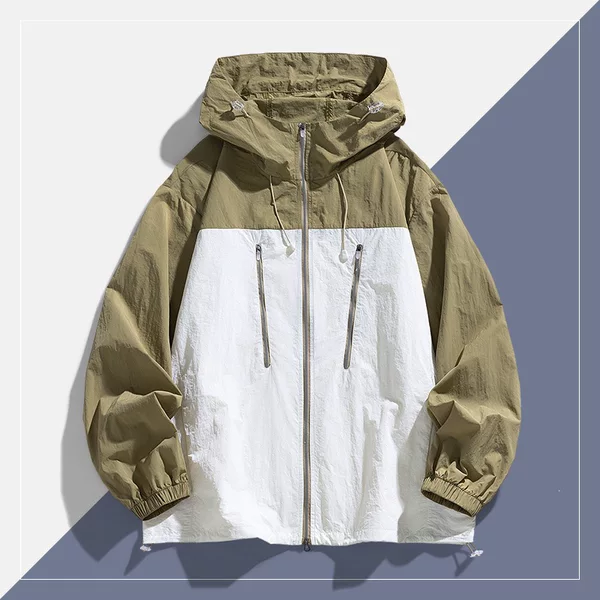 New stylish sun protection clothing with hood, loose-fitting Hong Kong-style outdoor cool couple's jacket