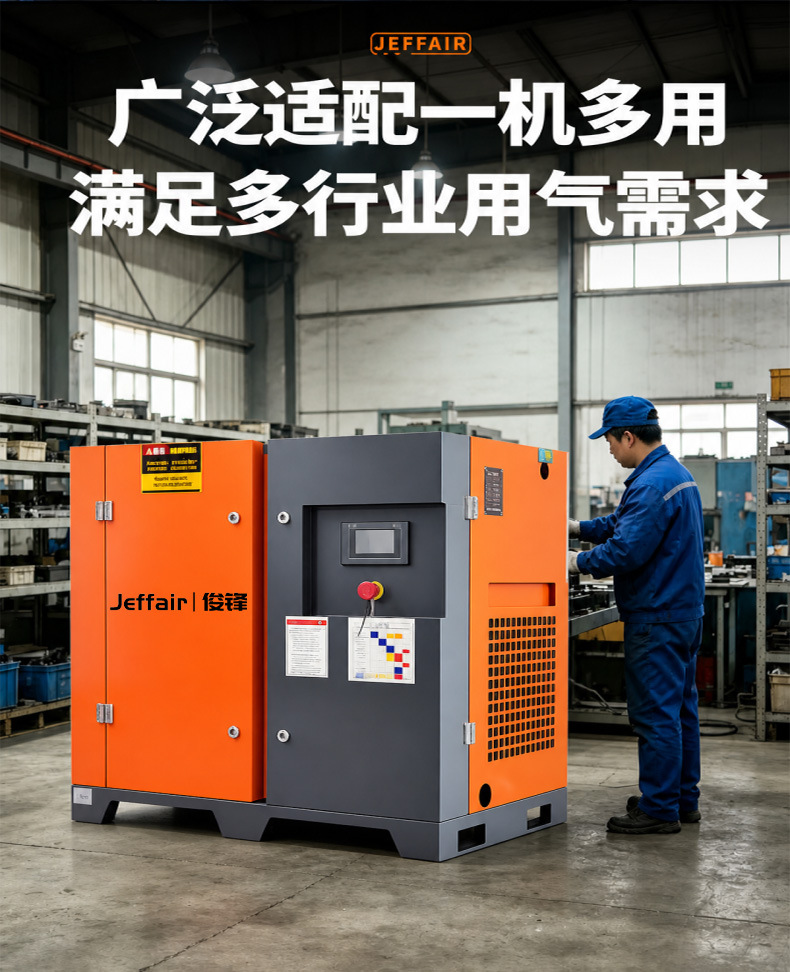 Junfeng Air Compressor Silent Energy-Saving Variable Frequency Screw Compressor Industrial 15Kw220V High-Pressure Air Pump Air Compressor