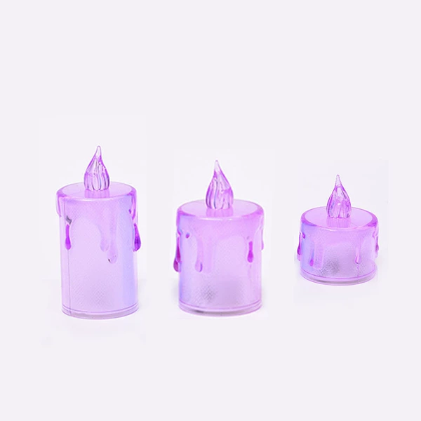 Purple small candle, set, battery, 3 piece set