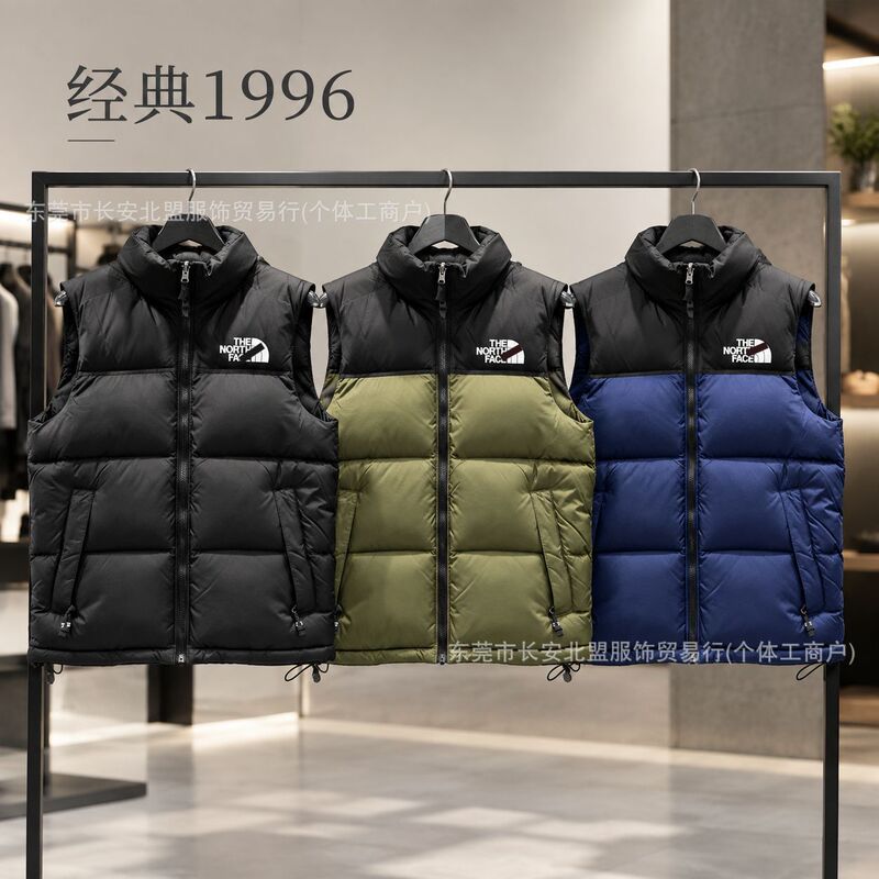 Cross-border North Face 1996 classic stand-up collar cotton vest, warm outerwear for autumn and winter, embroidered quilted jacket Cross-border North Face 1996 classic stand-up collar cotton vest, warm outerwear for autumn and winter, embroidered quilted jacket
