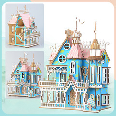 Girls handmade princess castle toy puzzle ornaments dream villa educational assembly model toys