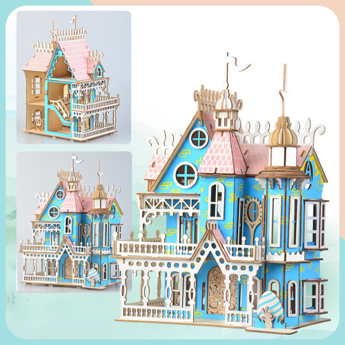 Girls handmade princess castle toy puzzle ornaments dream villa educational assembly model toys