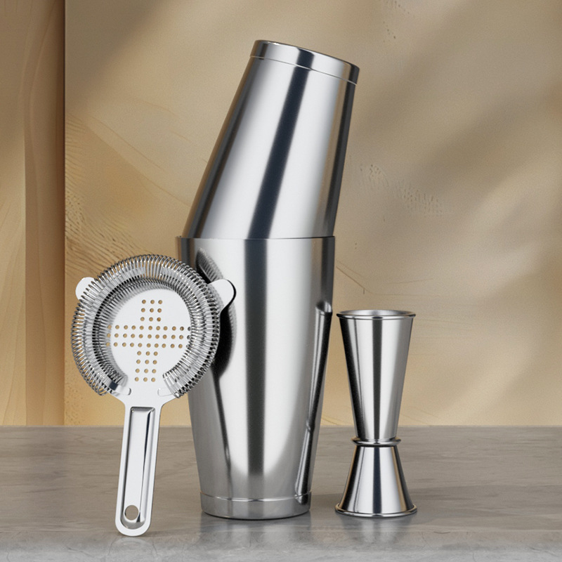 304 acero inoxidable Boston mezclador de cóctel shaker bar salón cuchara taza de medición conjunto de mezcla