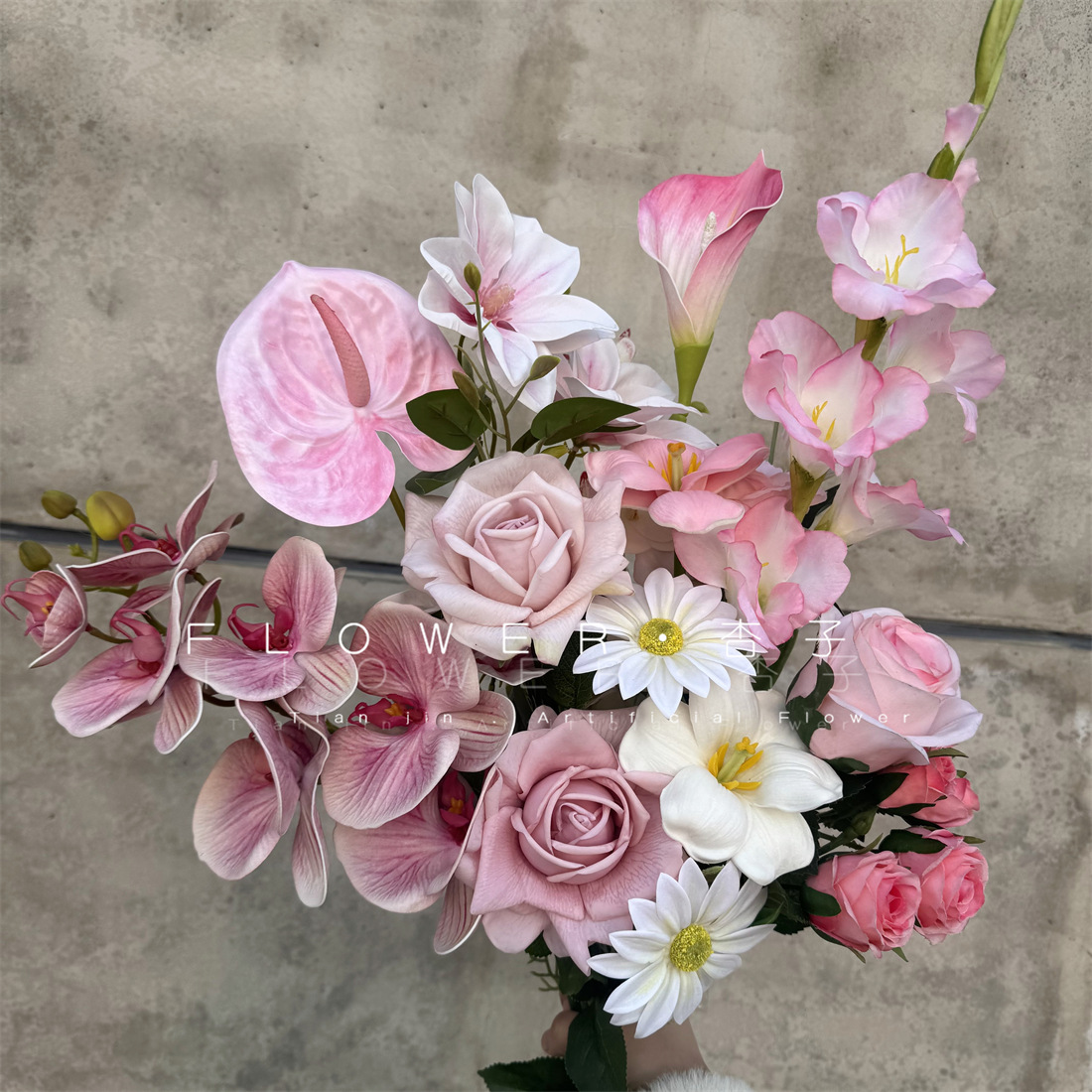 粉色系爆款婚礼素材玫红加粉色婚礼假花豆沙粉玫瑰花仿真花绣球花