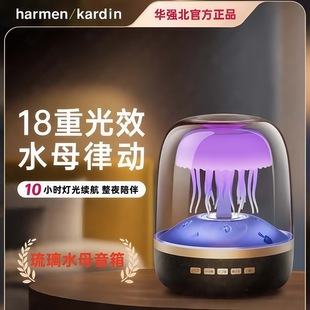 Cross-border new glass 4 generation creative jellyfish RGB lamp desktop subwoofer white noise Bluetooth speaker gift audio