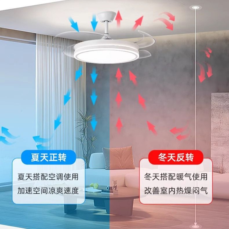 现代简约智能隐形风扇灯吸顶卧室风扇灯餐厅客厅吊扇灯家用风扇灯|undefined