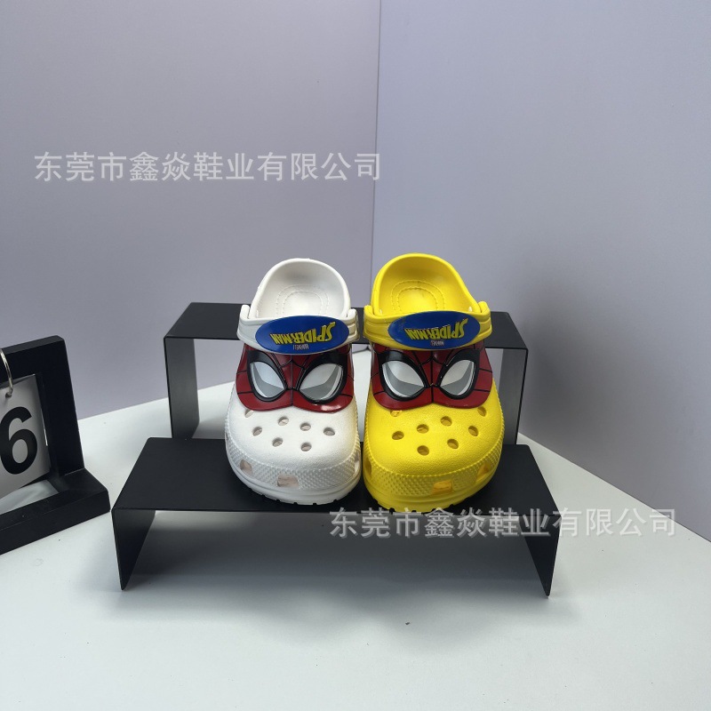 Transfronteriza explosiva transmisión en vivo exclusiva para dibujos animados Spider-Man estrella agujero zapatos personales para niños zapatillas respirables antideslizantes