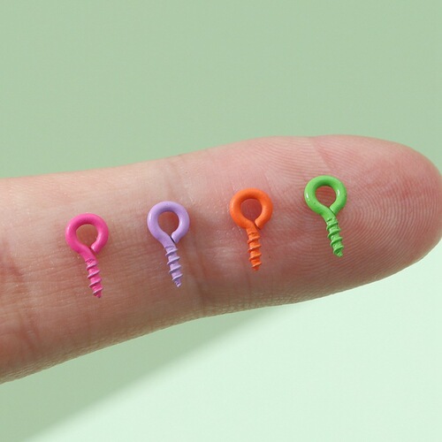 Handmade DIY jewelry accessories 50 colorful spray-painted iron sheep's eye screws and horn nails for making keychain materials