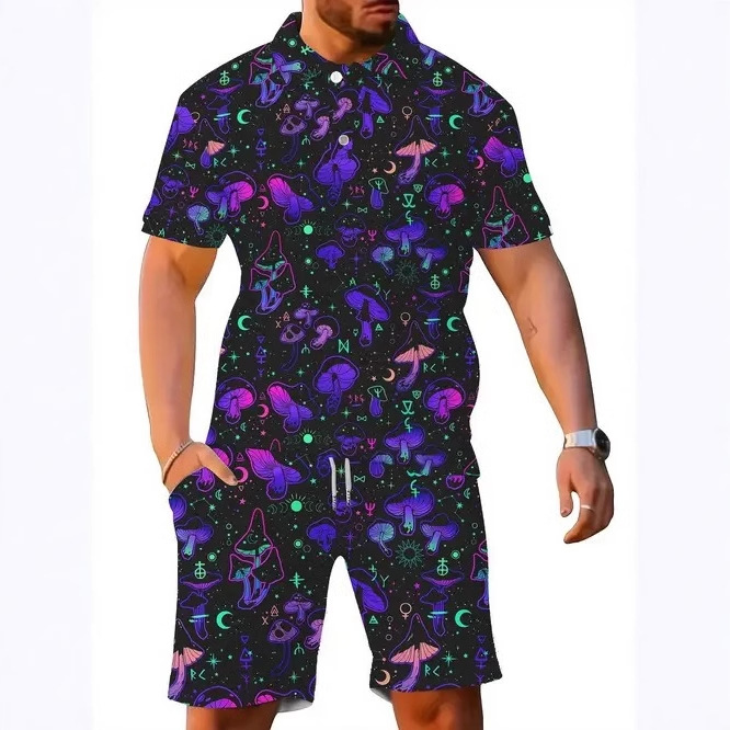 Alta calidad suelta 2025 nueva tendencia de moda salvaje de manga corta POLO pantalones cortos traje MB13 MA1