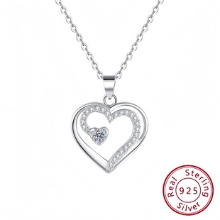 Cross-border Europe and the United States s925 silver heart-shaped silver pendant female clavicle chain fashion Amazon love silver necklace manufacturers wholesale