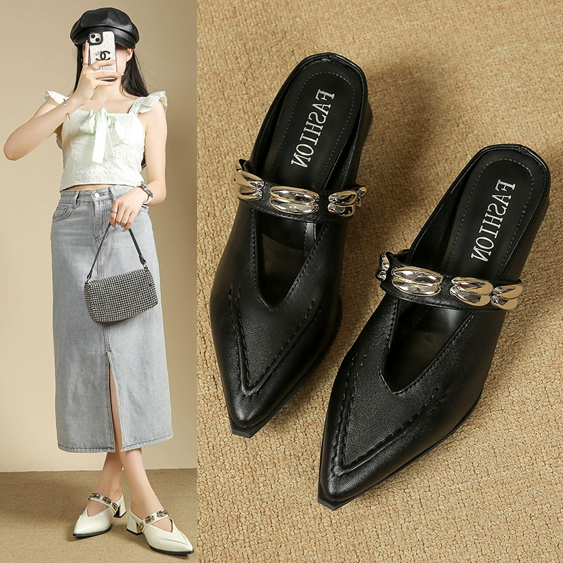 Элегантные французские ретро-полусандалии Baotou для женщин, летняя обувь, сандалии 2025 года, новые полусандалии Мэри Джейн