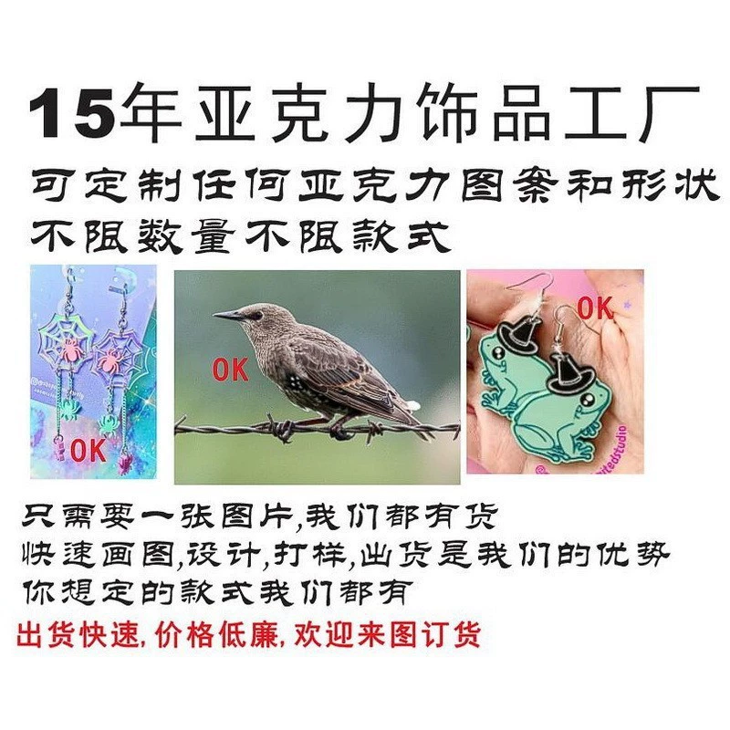 Акрил резки Печатная фабрика отгрузка быстрая серьга брелок подвеска DIY ювелирные аксессуары ремесла