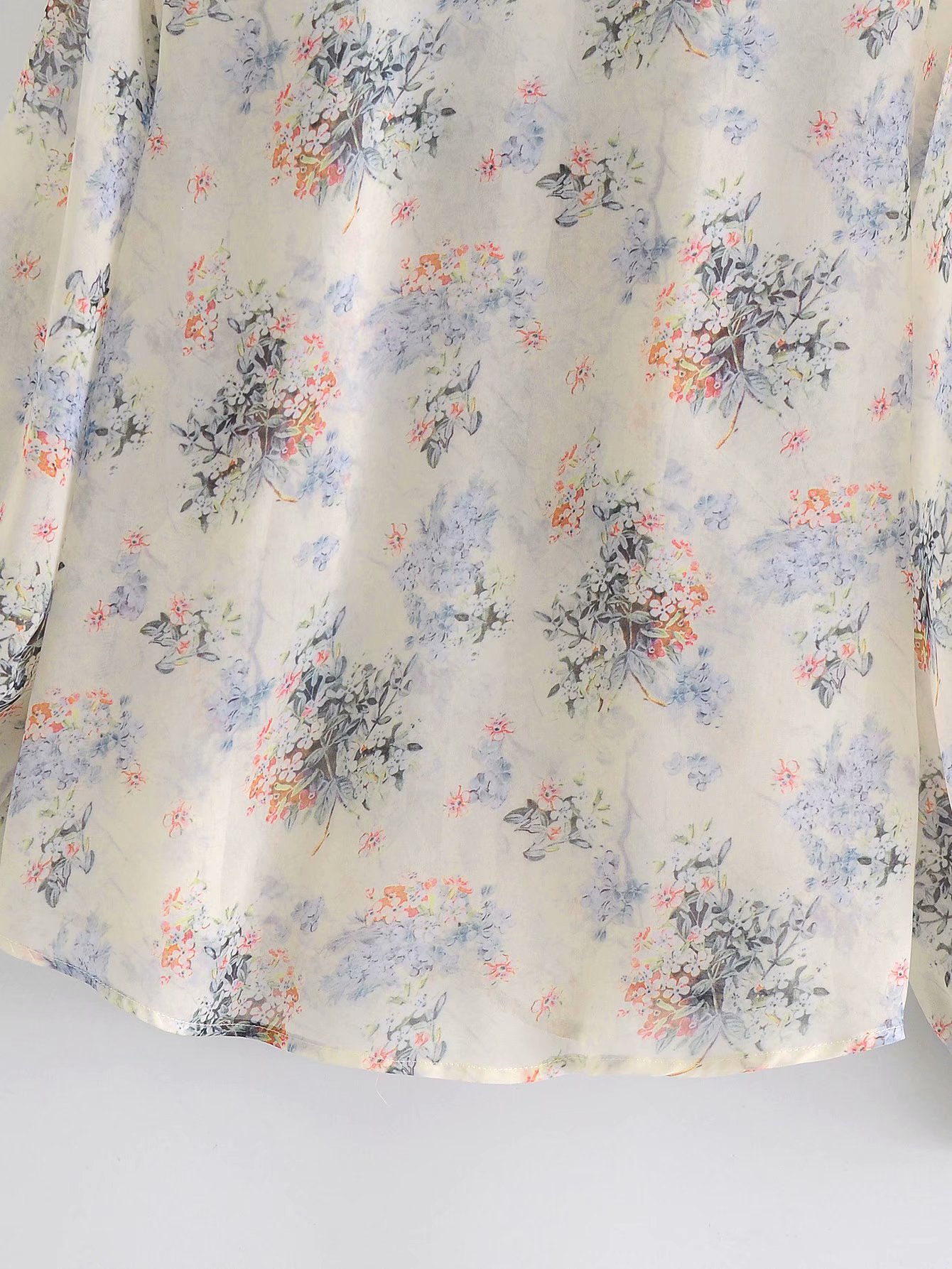 floral chiffon bow ruffled blouse NSAM36353