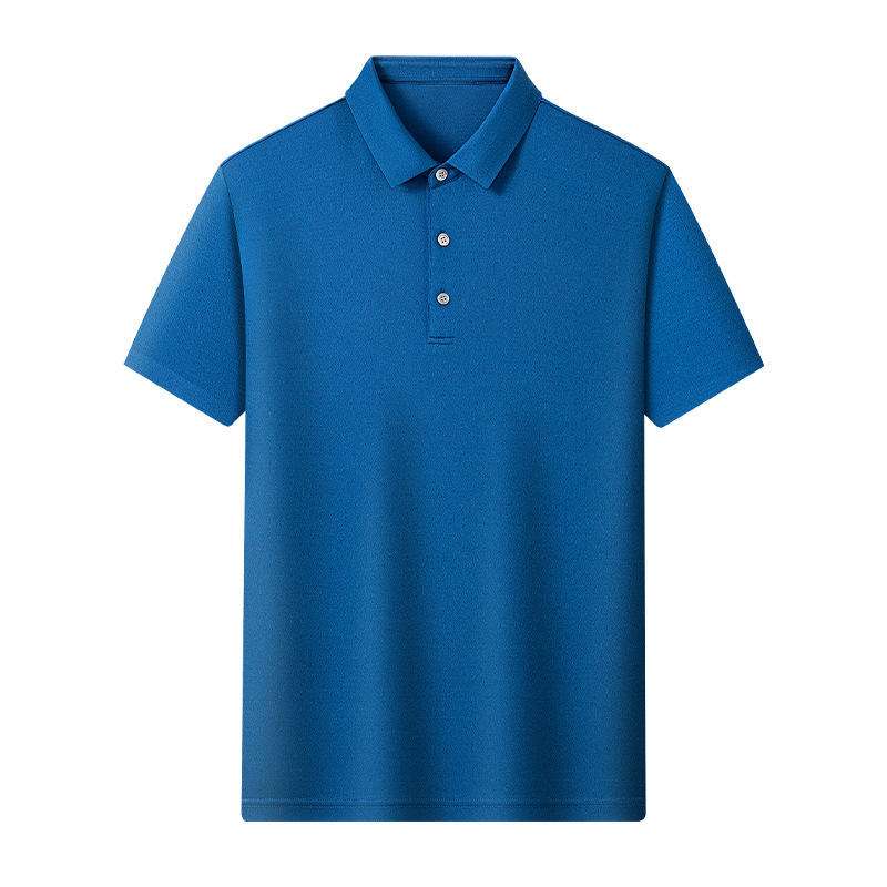 夏の高級100マルベリーシルクポロシャツラペルビジネスカジュアル半袖シルク薄手メンズTシャツお父さん着用|undefined