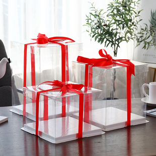 Transparent Cake Box 4-Inch 6-Inch 8inch 10124inch Double-Layer Disposable Baking Packaging Box Wholesale for Baking Use