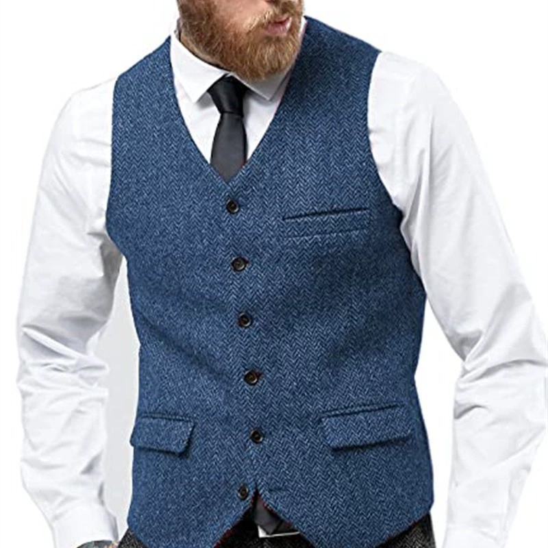 Костюм-жилет высокого качества для внешней торговли Европейский и американский трансграничный популярный мужской жилет, повседневный однотонный жилет в елочку